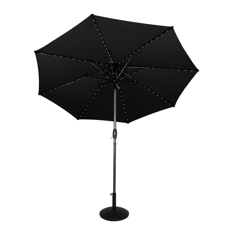 Parasol Inclinable à LED 2,7 m & Socle en Béton - Noir