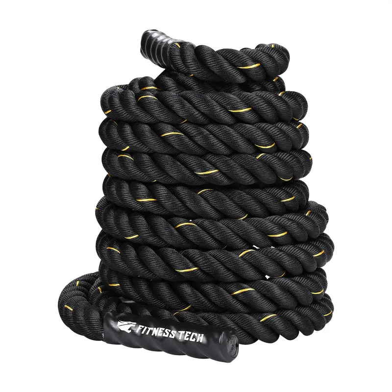 Corde de combat Cross Training 12M x 50MM noire et jaune