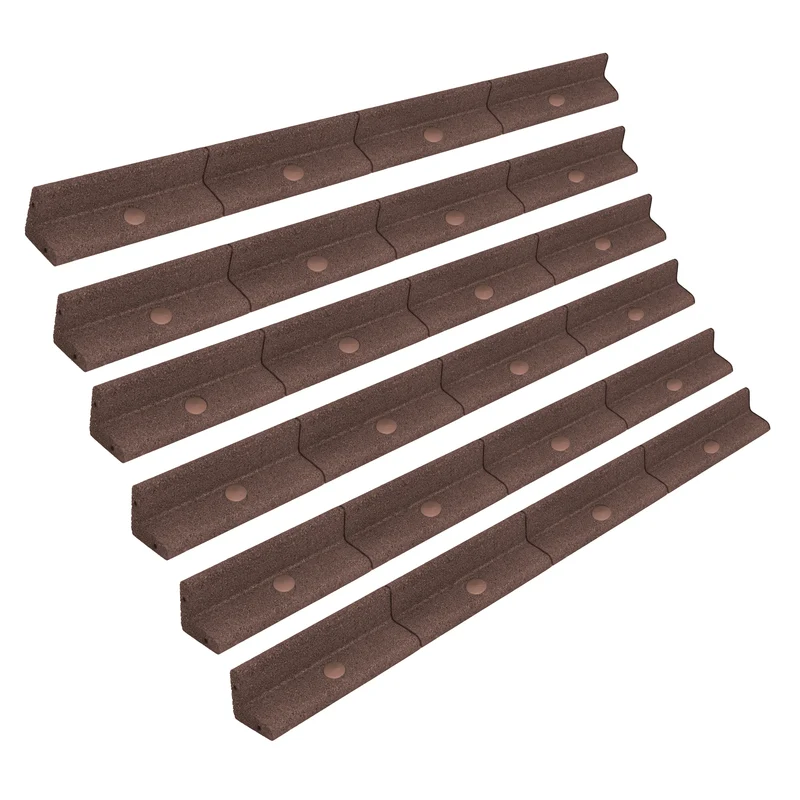 Lot de 6 Bordures de Jardin Flexibles en Caoutchouc 1,2 m - Marron