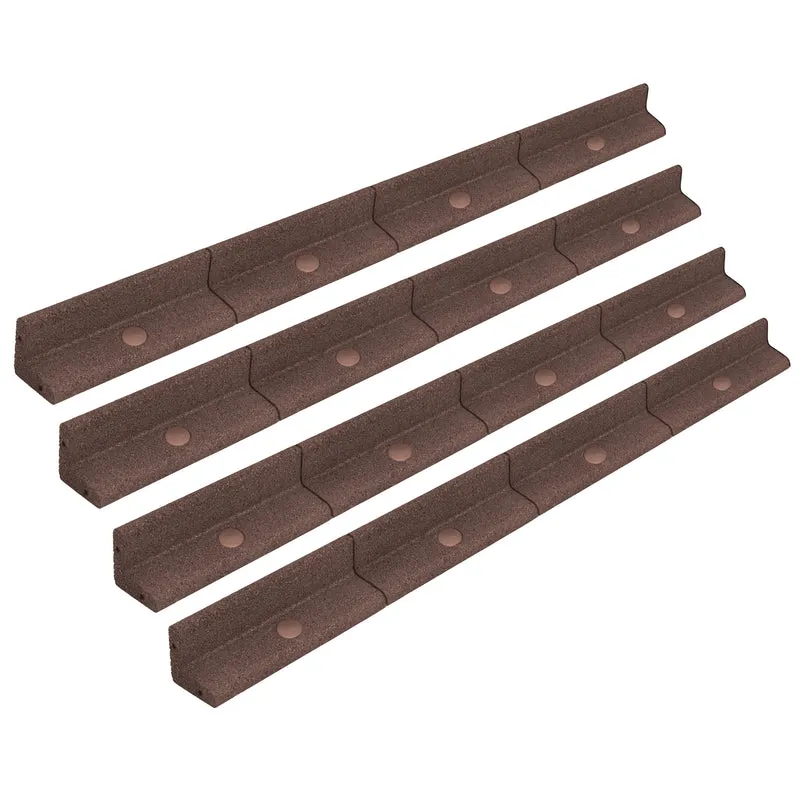 Lot de 4 Bordures de Jardin Flexibles en Caoutchouc 1,2 m - Marron