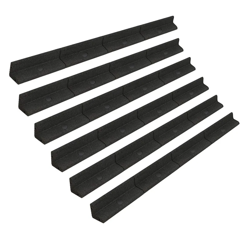 Lot de 6 Bordures de Jardin Flexibles en Caoutchouc 1,2 m - Noir