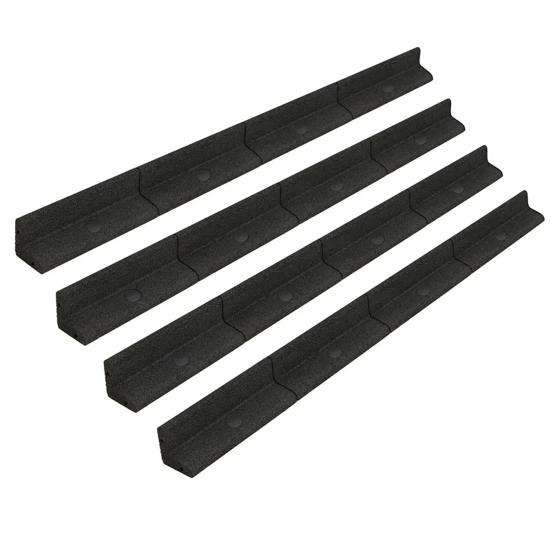 Lot de 4 Bordures de Jardin Flexibles en Caoutchouc 1,2 m - Noir