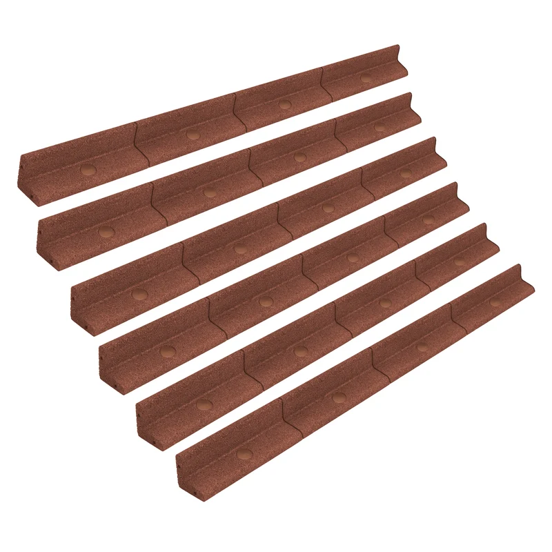 Lot de 6 Bordures de Jardin Flexibles en Caoutchouc 1,2 m - Terre Cuite