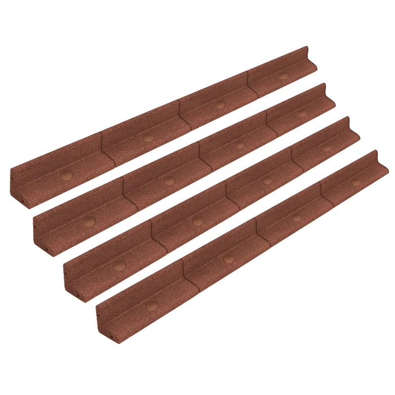 Lot de 4 Bordures de Jardin Flexibles en Caoutchouc 1,2 m - Terre Cuite