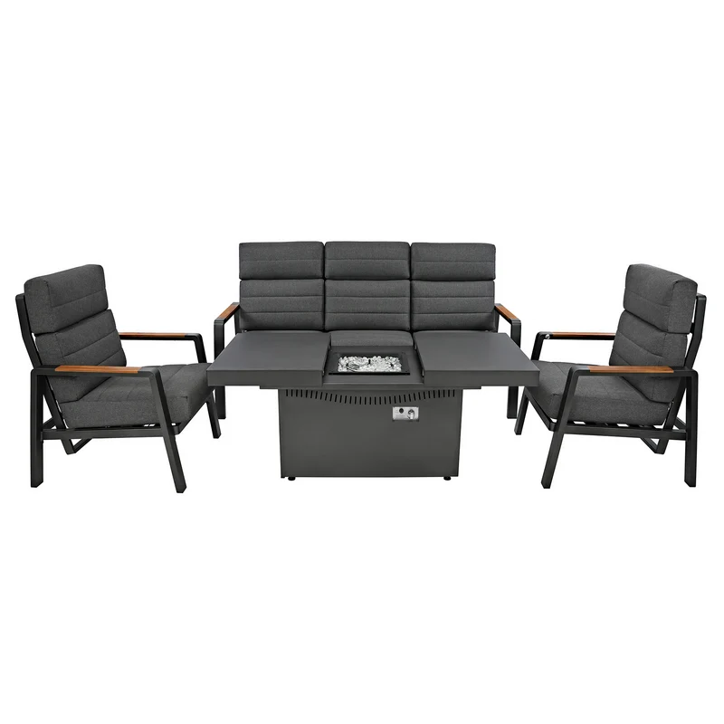 Salon de Jardin Inclinable 5 Places avec Brasero