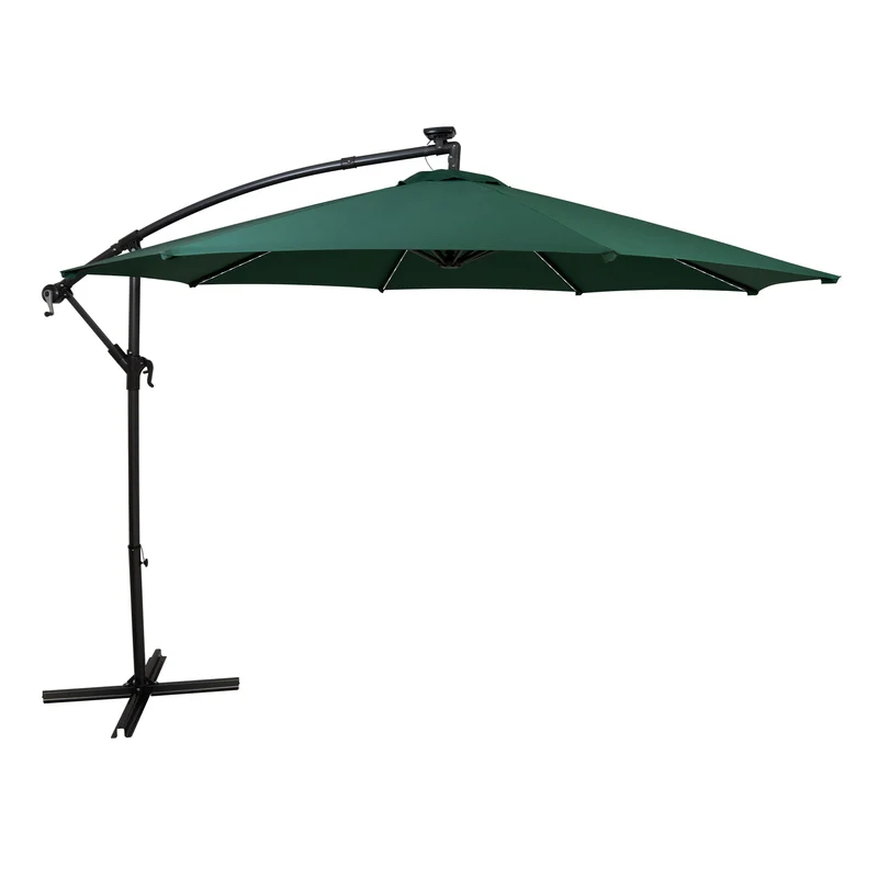 Parasol Banane à Mât Déporté à LED 3 m - Vert