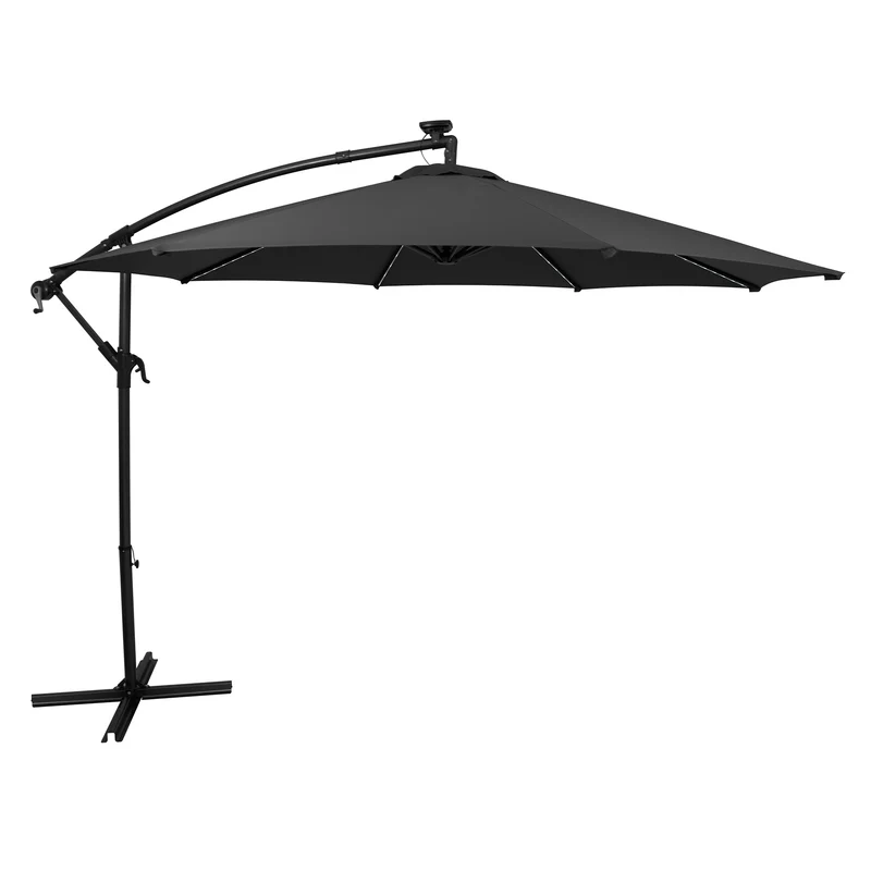 Parasol Banane à Mât Déporté à LED 3 m - Gris