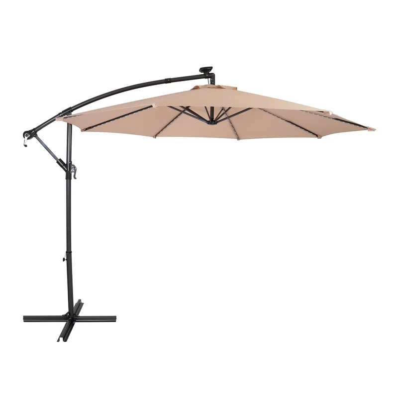 Parasol Banane à Mât Déporté à LED 3 m - Beige
