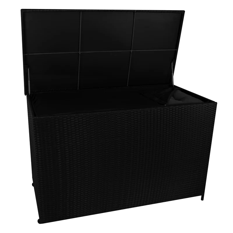 Coffre de Rangement d'Extérieur en Rotin Noir - 996 L