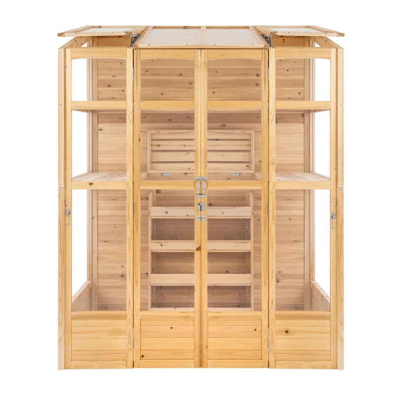 Serre de Jardin Adossée en Bois - Naturel