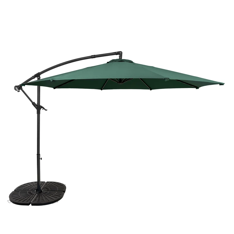 Parasol Banane à Mât Déporté 3 m & 4 Pieds en Éventail - Vert