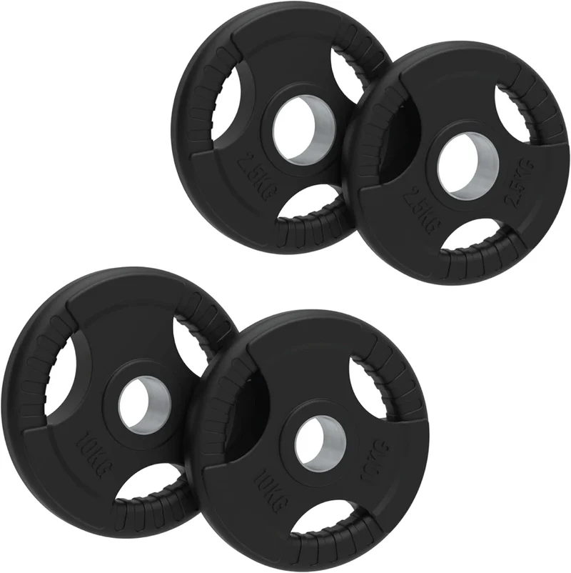 Lot de 4 Disques Olympiques Tri-Grip - 15 kg (2 x 2,5 kg, 2 x 5 kg)