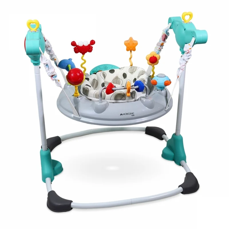 Baby Jumper | 8 jouets | 7 chansons | 3 hauteurs | Siège rotatif à 360º | Lavable | Tiger | Multicolore | Mobiclinic