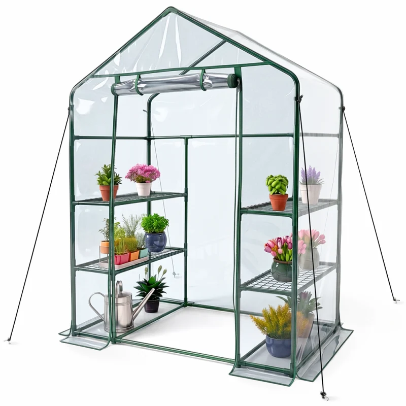Serre avec étagères | Porte enroulable | Fixation sécurisée | Étanche | PVC | 143x73x195 cm | Home Grow | Mobiclinic