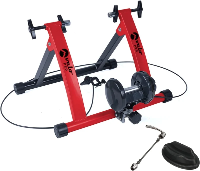 Support d'Entraînement pour Vélo à Résistance Magnétique avec Tapis - Rouge