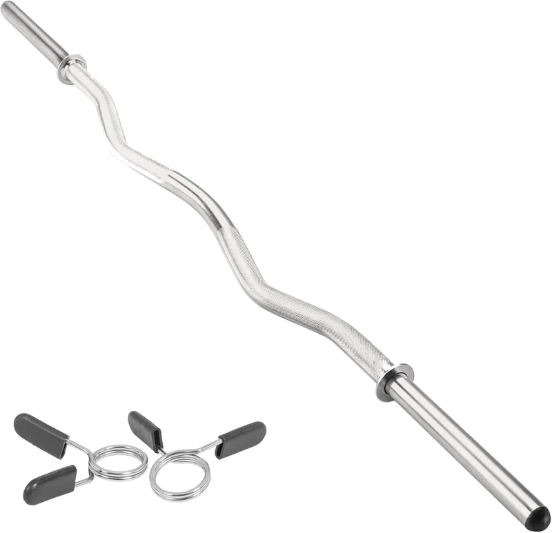 Barre de Musculation EZ 1,2 m - Colliers de Serrage à Ressort