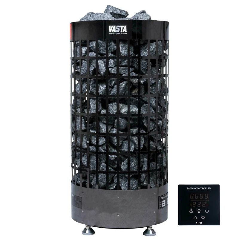 Vasta Electric Sauna Heater Ignite 8kw, separate control, 7-12m3, black steel