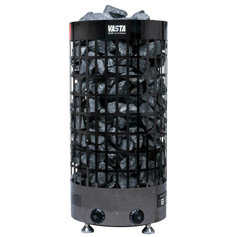 Vasta Electric Sauna Heater Ignite 6kw, fixed control, 5-8m3, black steel