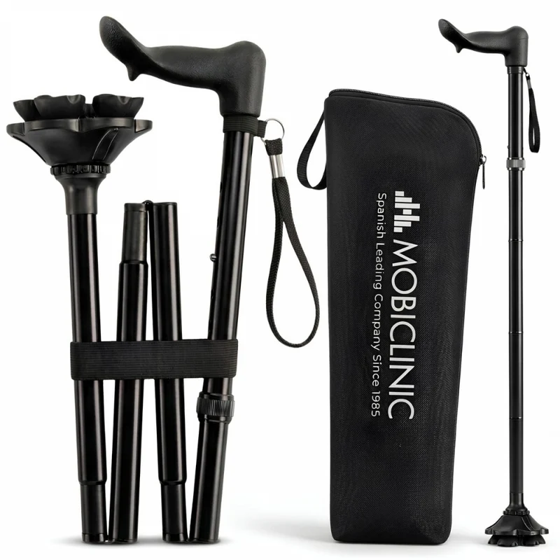 Canne pliante | Droitier | Hauteur réglable | Poignée ergonomique | Embout antidérapant | FlexGo | Mobiclinic