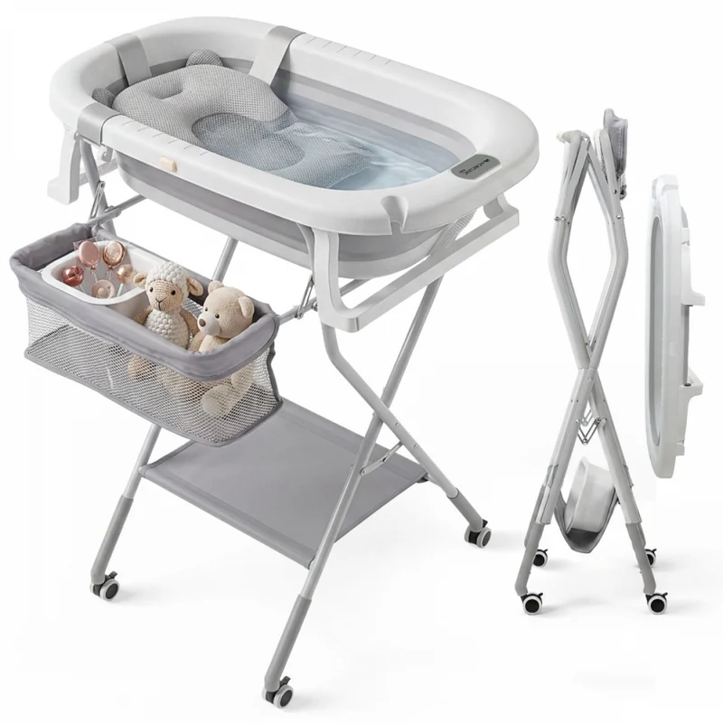 Baignoire pour bébé | Hauteur réglable | Pliable | Roues avec frein à 360° | Coussin | Rangement | Bubba Max | Mobiclinic