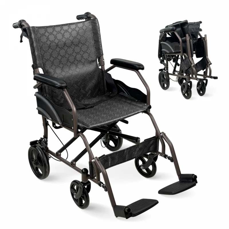 Fauteuil roulant pliable | Dossier et repose-pieds pliables | Léger | Jusqu'à 100 kg | Double freins | Kefren | Mobiclinic
