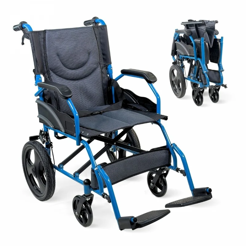 Fauteuil roulant pliable | Manuel | Acier | Repose-pieds pliables | Freins doubles | Siège rembourré | Faraón | Mobiclinic