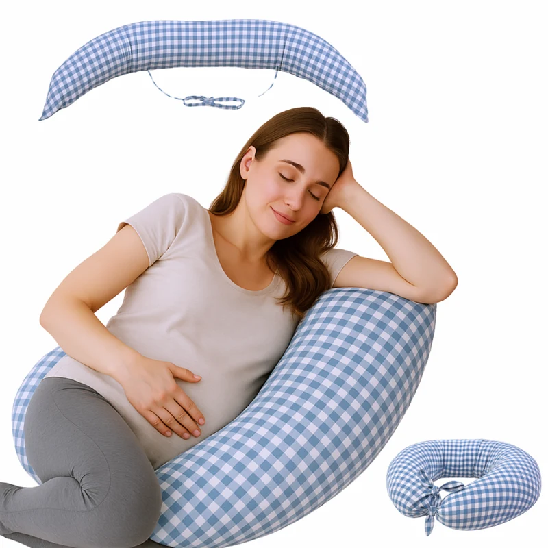 Coussin d'allaitement XXL | 3 en 1 | Multi-positions | Bretelles réglables | Lavable en machine | Imprimé vichy | Aura | Mobiclinic