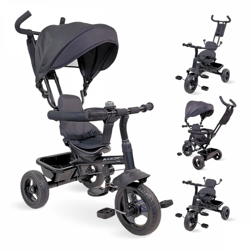 Tricycle 3 en 1| Evolutif| Réglable| Max 25 kg|18 mois à 5 ans| Léger| LULU Black|Mobiclinic