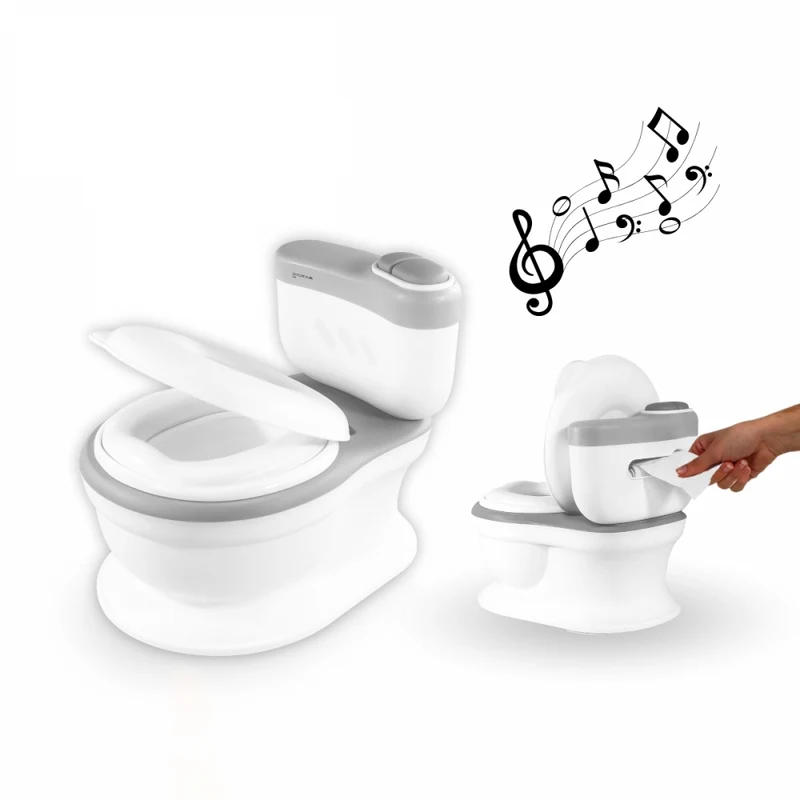 Toilettes enfants | Sonorisées | Seau amovible | De 1 à 6 ans | Antidérapantes | Gris | ToiKid | Mobiclinic