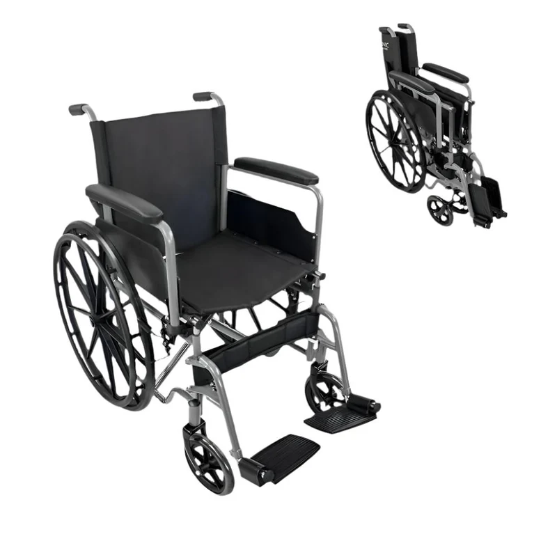 Fauteuil roulant pliant | Grandes roues | 46 cm | Gris | Marsella | Mobiclinic