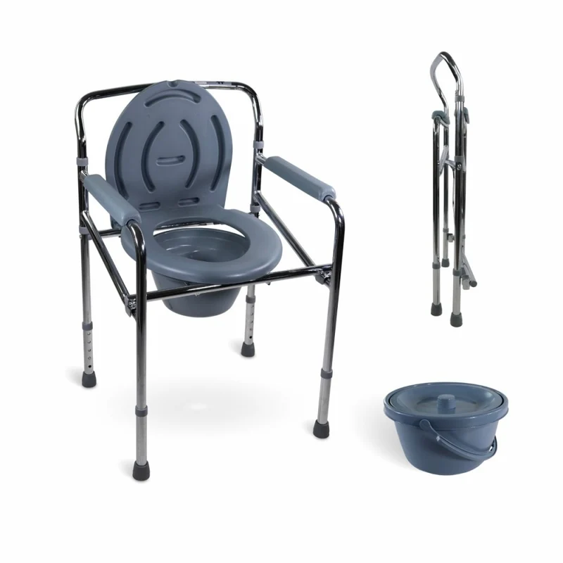 Chaise percée | Avec couvercle | Hauteur réglable | Accoudoirs | Acier chromé | Puente | Mobiclinic