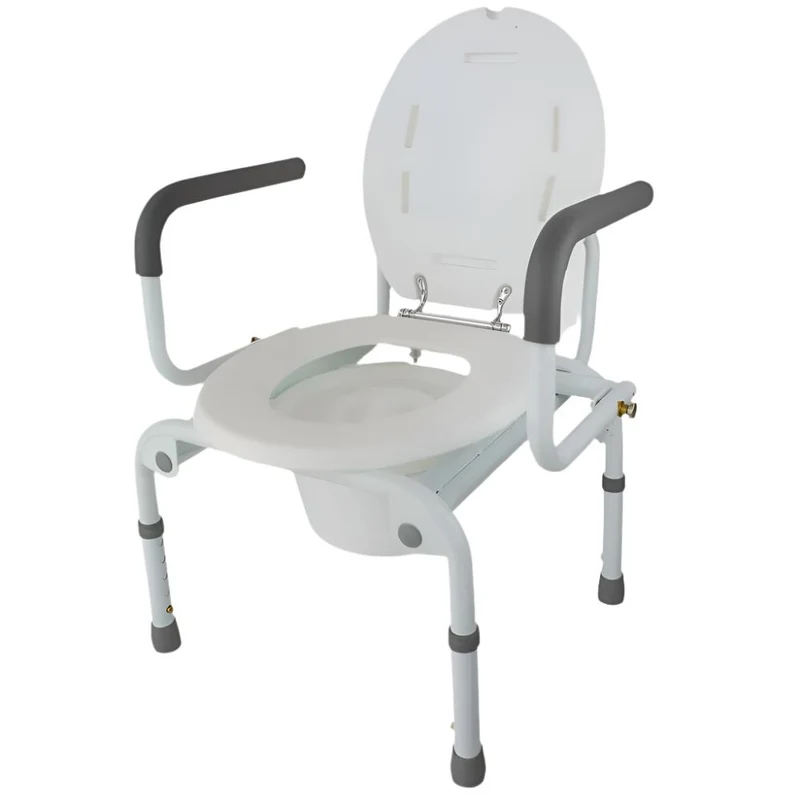 Toilette avec chaise pliante avec accoudoirs réglables et hauteur