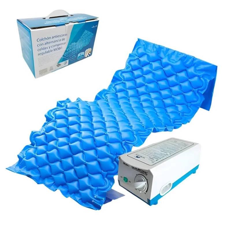Matelas anti escarre | À air | Avec compresseur | PVC médical ignifuge | 200x90x7cm | 130 cellules | Bleu | Mobi 1 | Mobiclinic