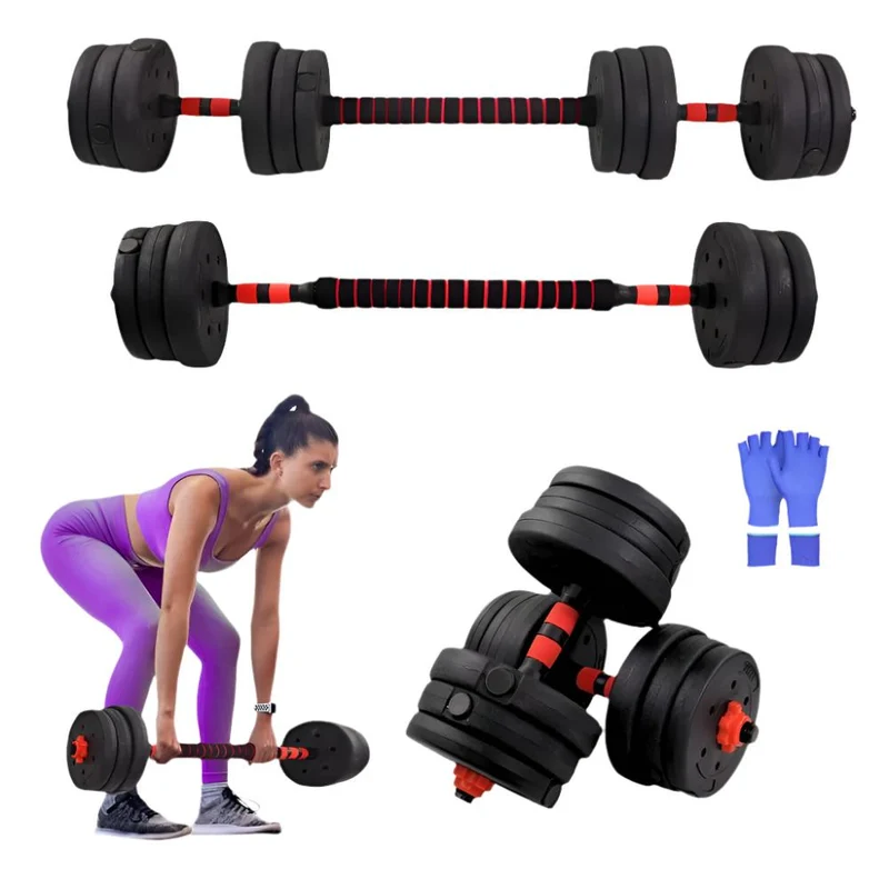 Jeu d'haltères réglable 2 en 1 | Poids réparti 2-20 kg | Croissance progressive | Rembourré | ExtenFit | Mobiclinic
