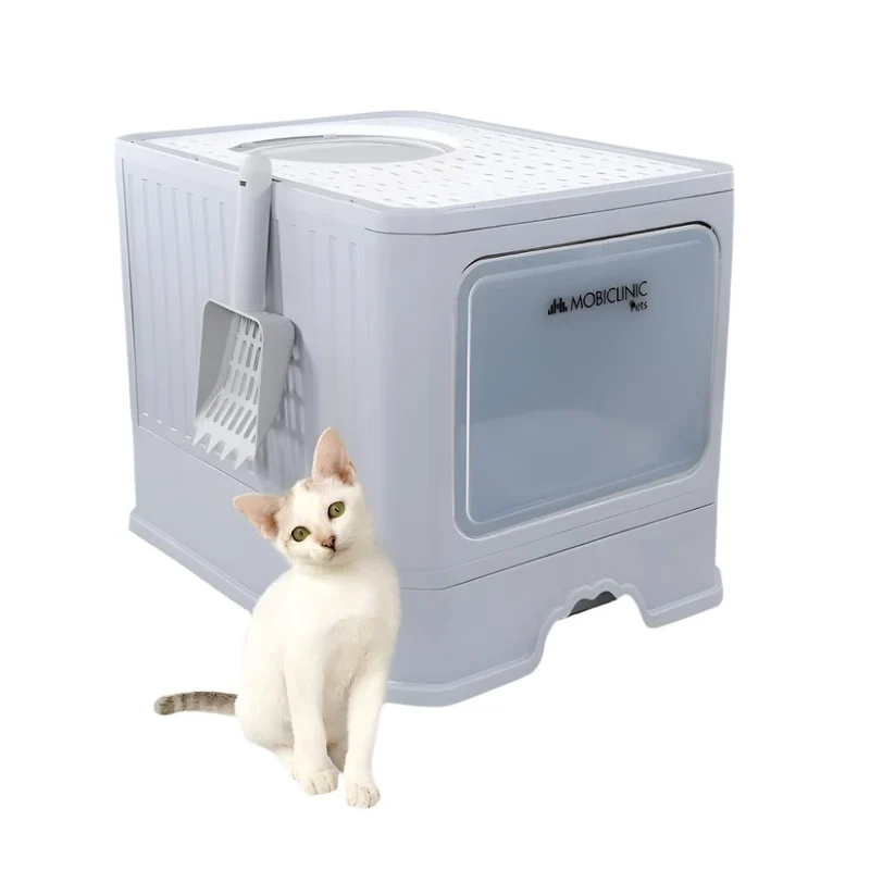 Bac à litière pour chat | Fermé | Comprend une pelle | Grande capacité | Plateau extensible et amovible | CatBox | Mobiclinic