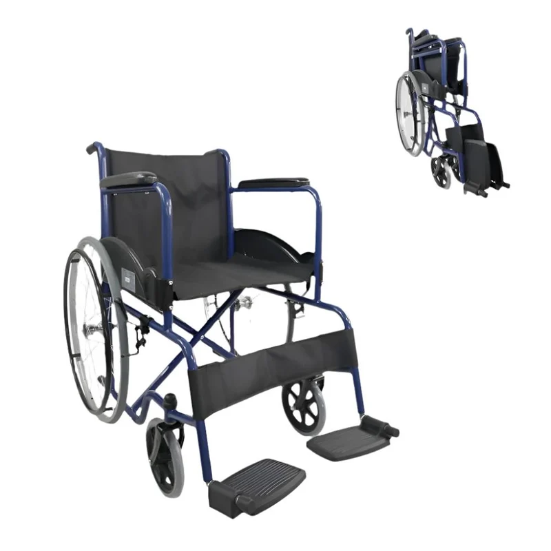 Fauteuil roulant | Pliable | Grande roue | Robuste | Bleu | Alcazaba | Mobiclinic