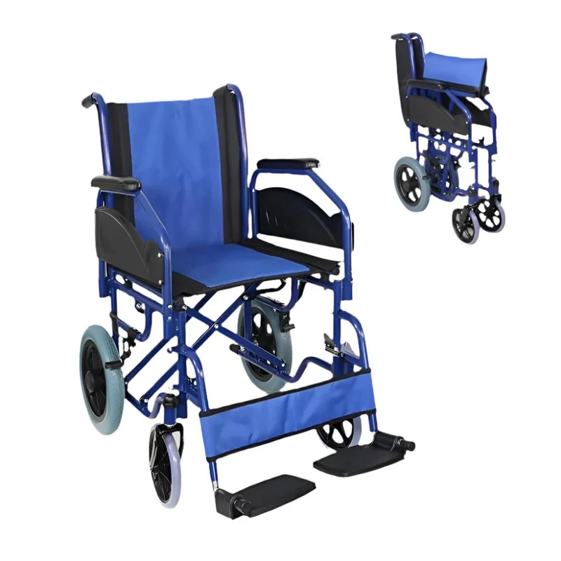 Fauteuil roulant pliable PREMIUM | Accoudoirs et repose-pieds amovibles | Orthopédique | Bleu | Maestranza | Mobiclinic