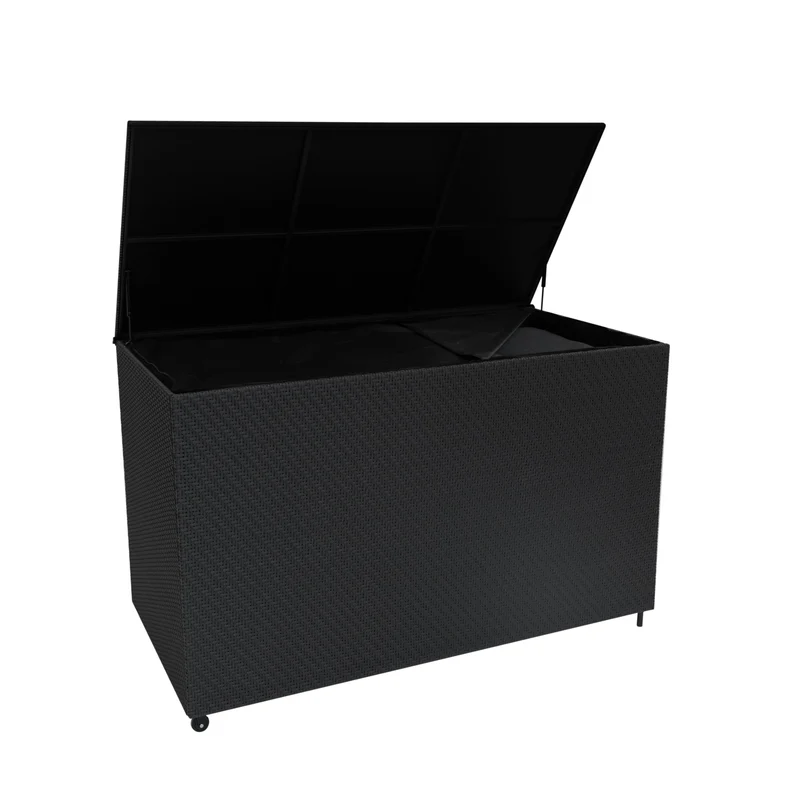 Coffre de Rangement d'Extérieur 996 L en Rotin Noir