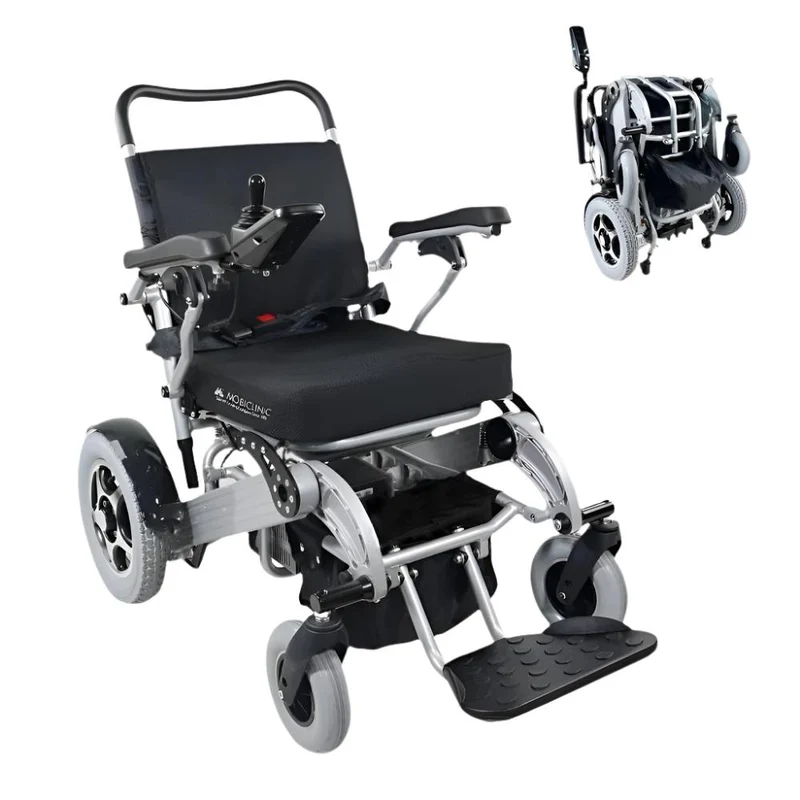 Fauteuil roulant électrique | Pliable | Auton. 17 km | Aluminium | Réglable | Sûr et confortable| Troya | Mobiclinic