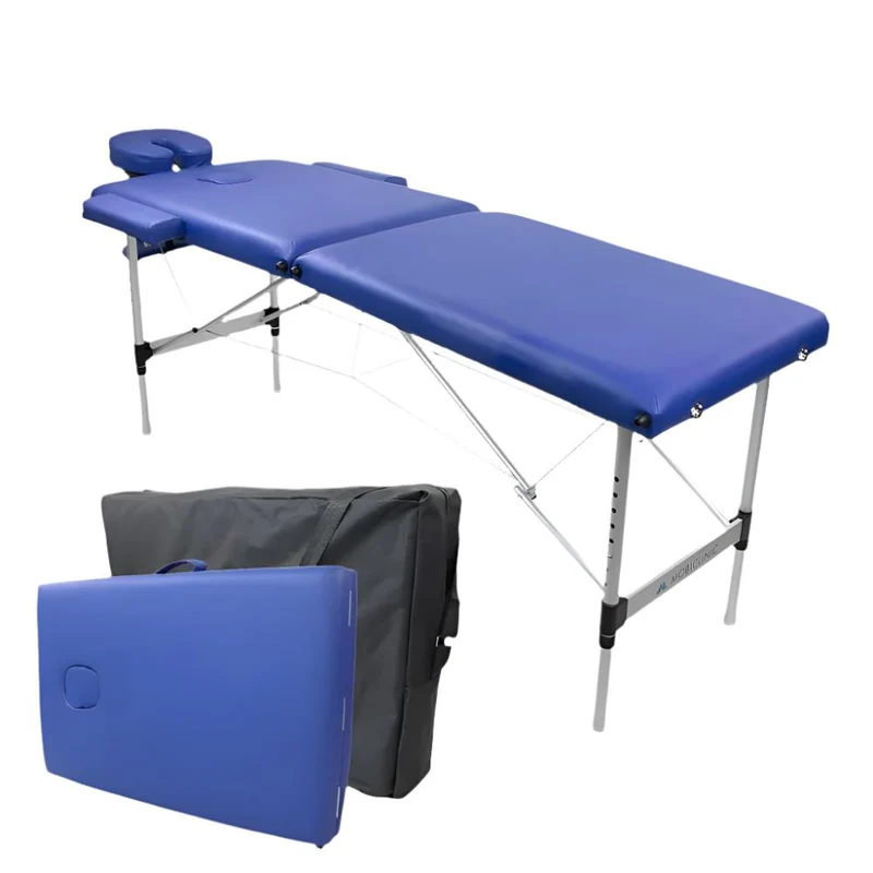 Table de massage pliante | Kinesithérapie | Appui-tête | Portable | Aluminium | 186x60cm | Bleu | CA-01 Light | Mobiclinic