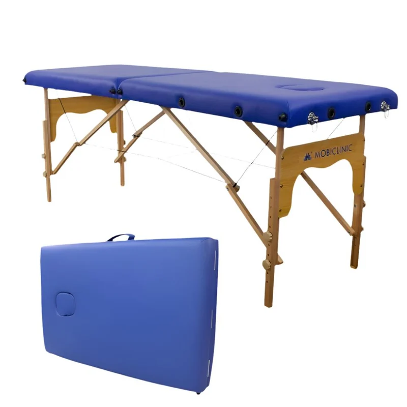 Table de massage pliante | Bois | Portable | 180x60 cm | Massage | Bleu | CM-01 BASIC | Mobiclinic