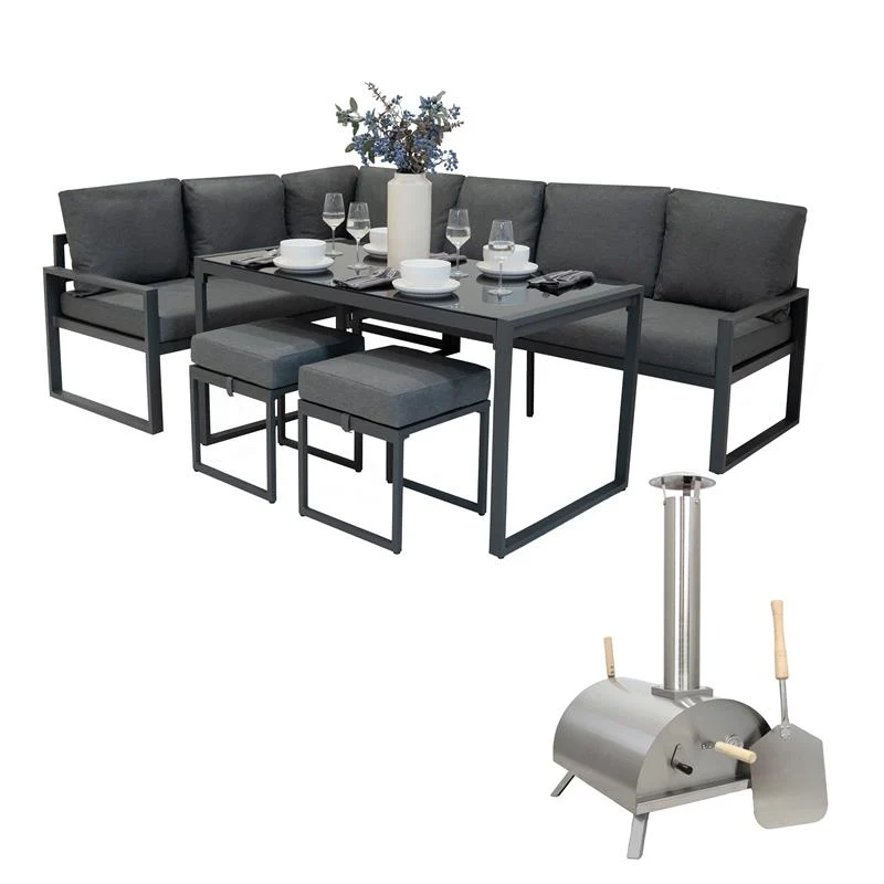 Lot de Four à Pizza & Ensemble Salon de Jardin en Aluminium Gris