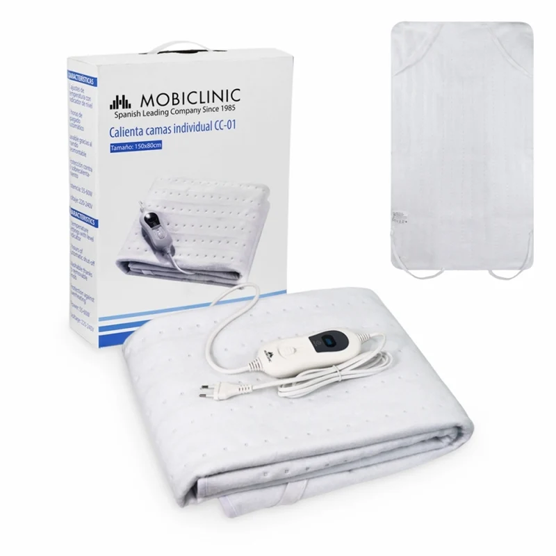 Couverture chauffante individuelle | Électrique | Arrêt automatique | Lavable | 150x80cm | Blanc | Mobiclinic