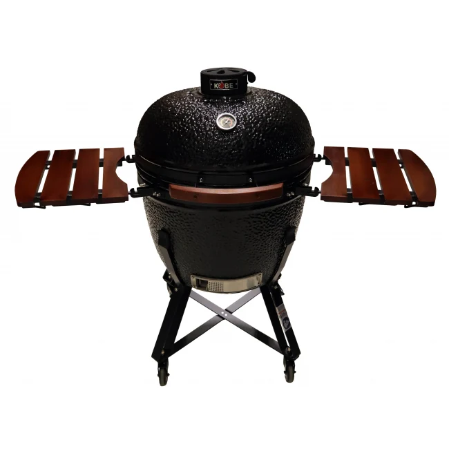 Kobe Kamado Charcoal grill Professional XXL Black Edition, protective hood, heat distribution plate, coalshovel included