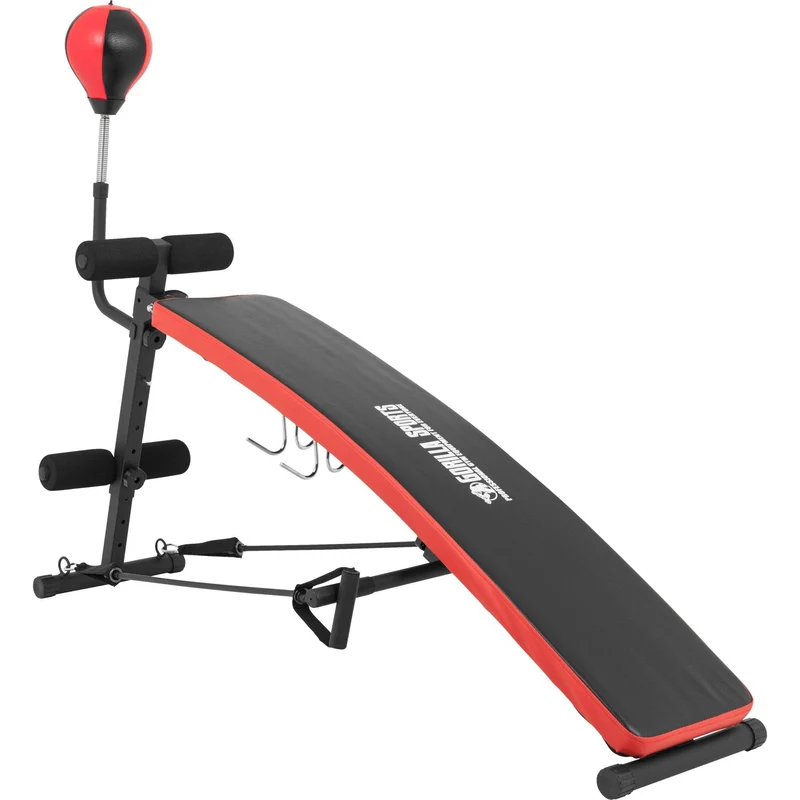 Sit Up Bank klappbar mit Punchingball Schwarz/Rot