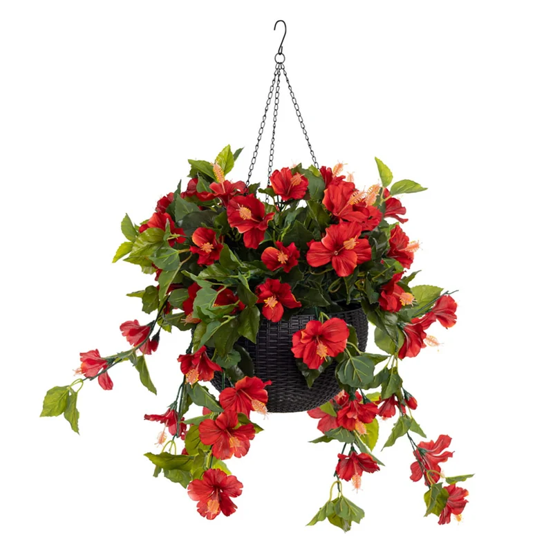 Jardinière suspendue - Hibiscus artificiels