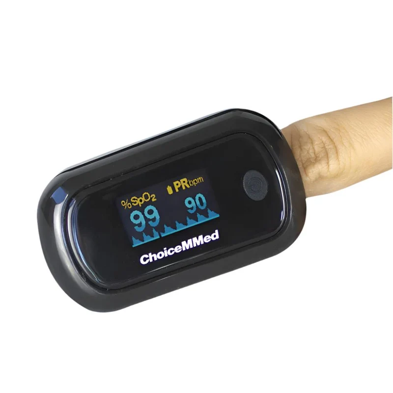 Oxymètre de pouls au doigt, SpO2, Fréquence cardiaque, Écran OLED | Noir |Mobiclinic