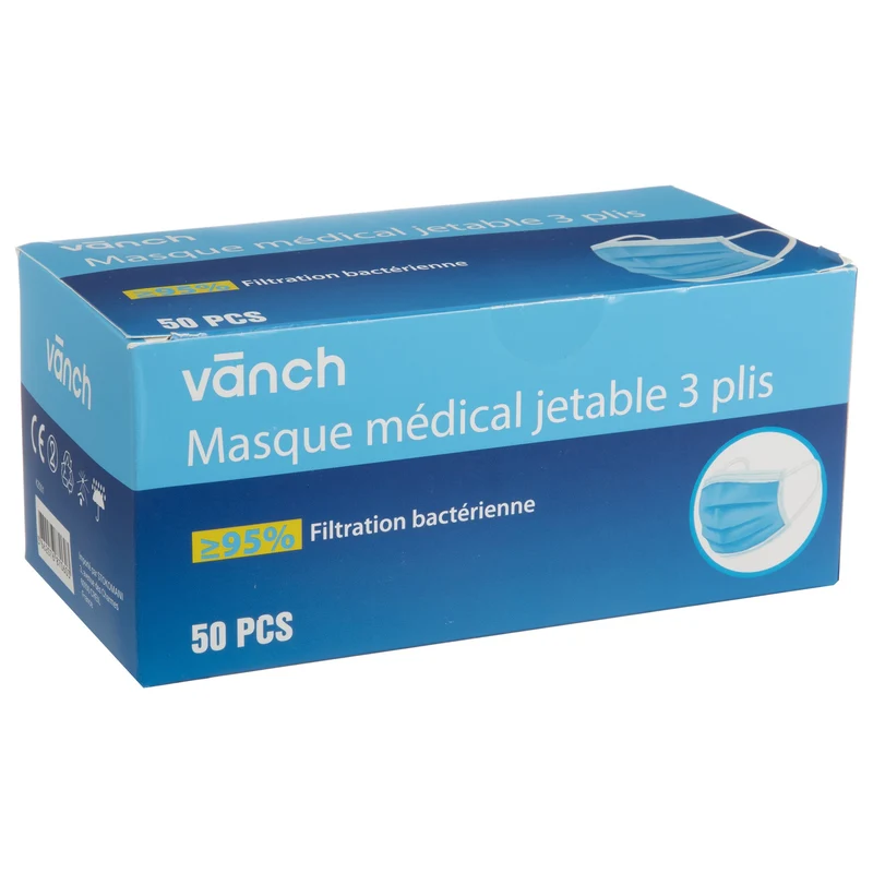Boîte de 50 masques chirurgicaux jetables