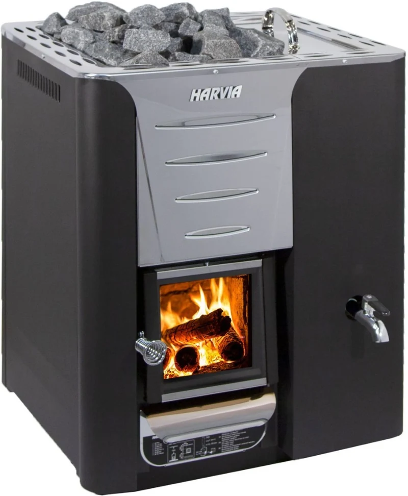 Harvia Wooden Sauna Heater 20 Pro RS, 8-20m³, water tank on the right