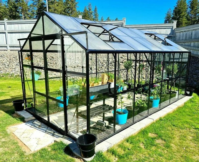 Metalcraft Greenhouse, 11,1m², 4mm safety glass, black